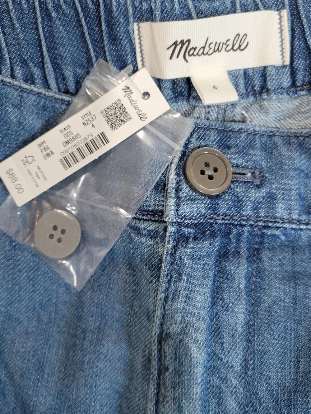 Madewell The Zoe Denim Short NZ537 Size 4 NEW Organic Cotton